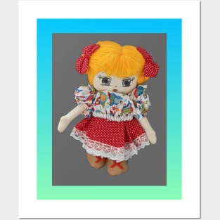 Doll illustration with frame Posters and Art